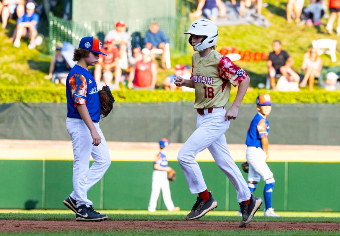 The Henderson All-Stars shortstop Nolan Gifford runs the bases after hitting a three-run homer ...