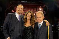 Penn Jillette, Brooke Burke and Teller are shown on the Rio set of "Penn & Teller: Fool Us." (P ...