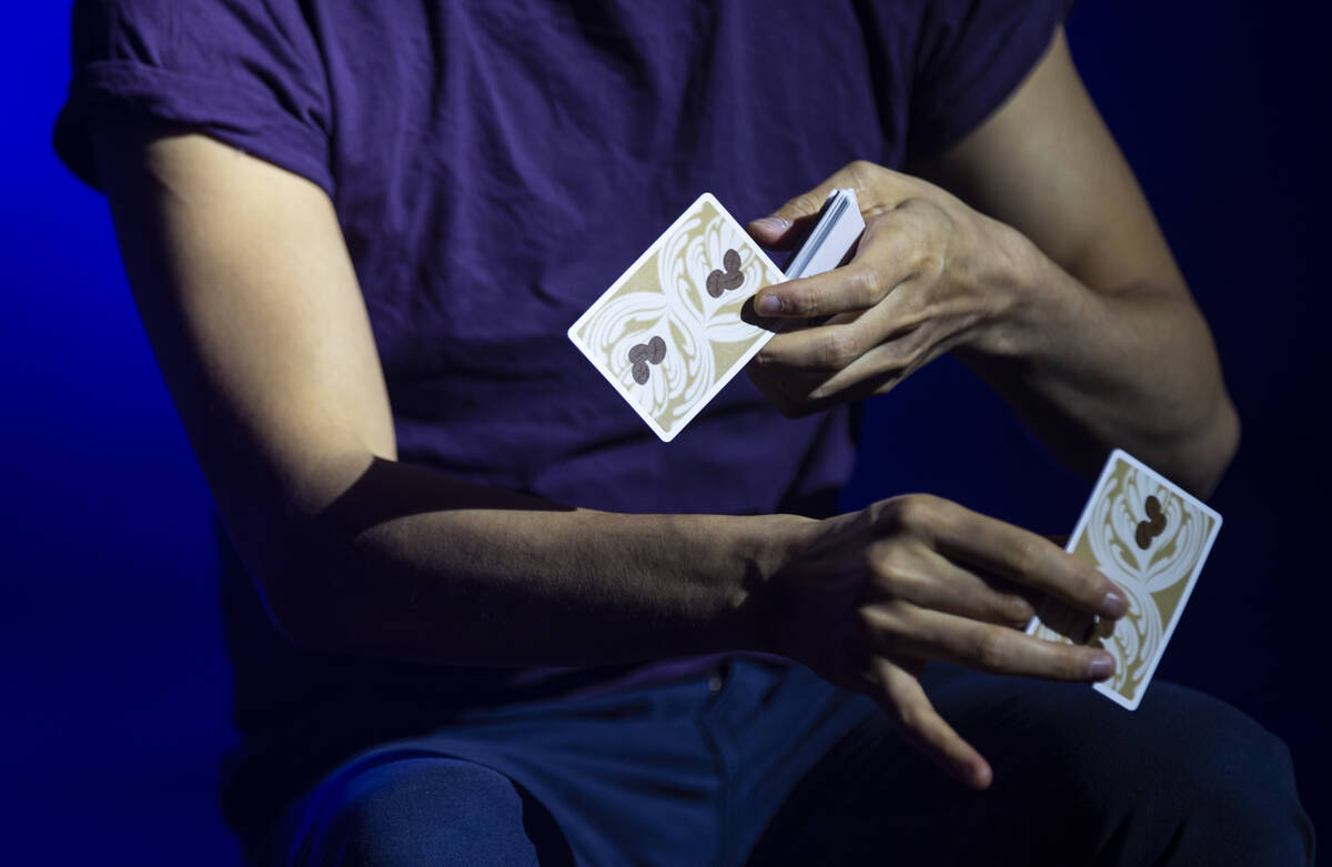 Illusionist Shin Lim performs card tricks onstage ahead of the reopening of his show, "Lim ...