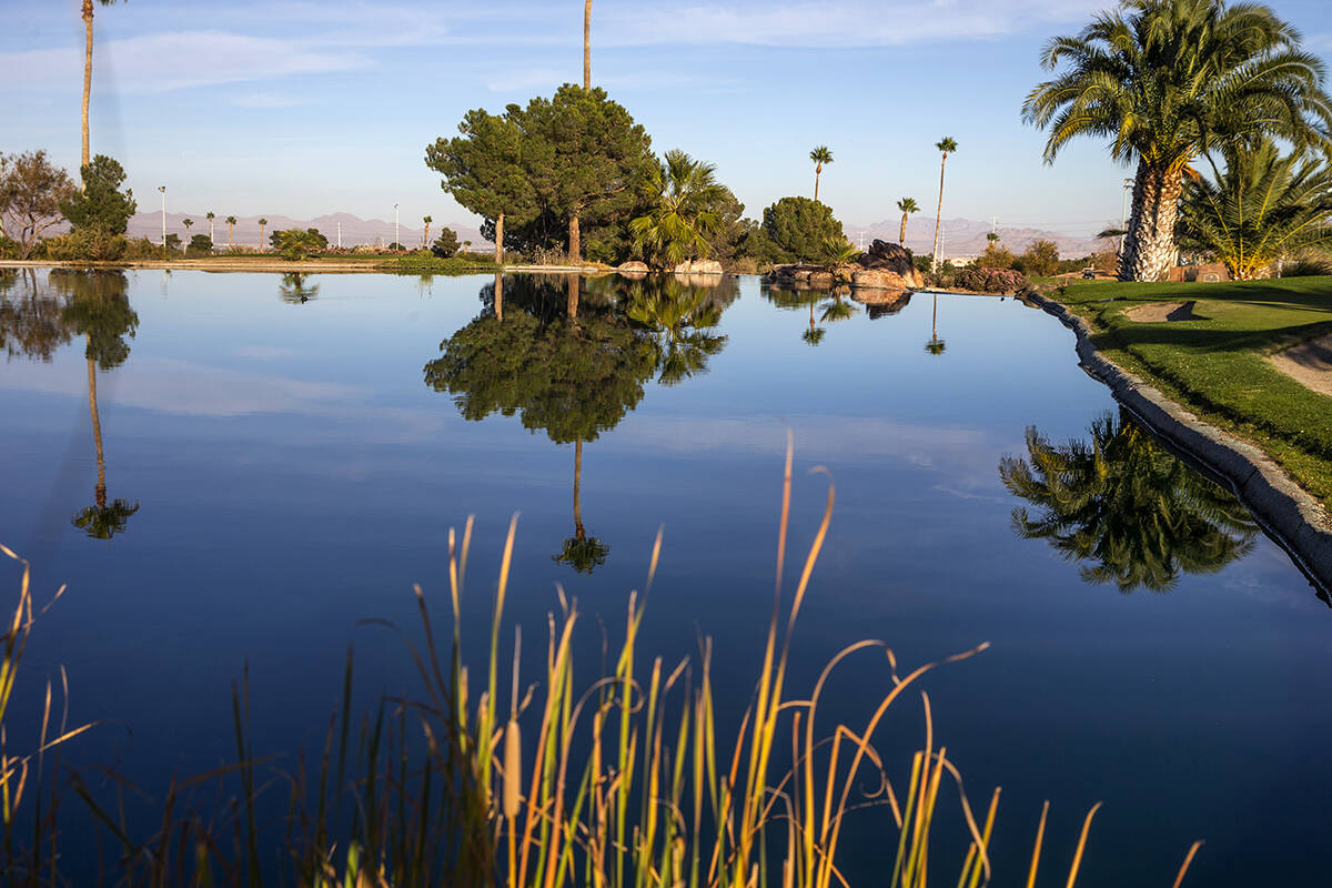 A water feature mirrors the grounds on the Palm Course at Angel Park Golf Club in Las Vegas. (L ...