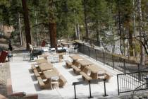 New picnic tables are shown before the grand opening ceremony for reopened Cathedral Rock Picni ...