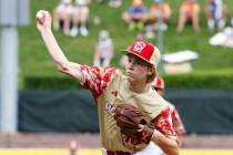 Henderson All-Stars pitcher Nolan Gifford delivers a pitch against Rhode Island during the Litt ...
