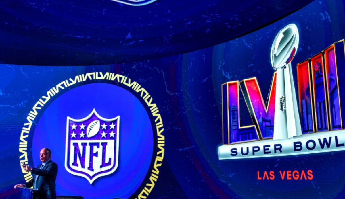 Gov. Joe Lombardo speaks during a Super Bowl press conference at Vu Las Vegas on Wednesday, Aug ...