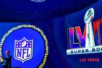 Gov. Joe Lombardo speaks during a Super Bowl press conference at Vu Las Vegas on Wednesday, Aug ...