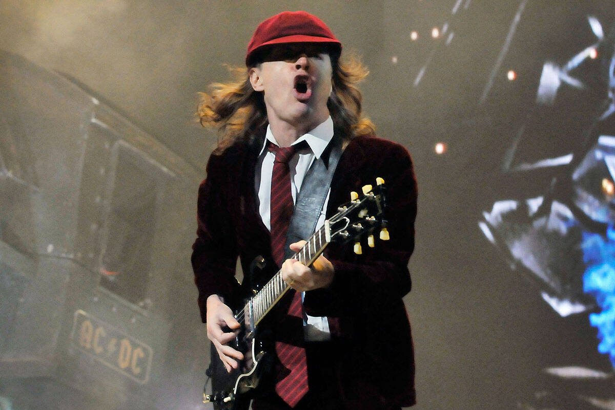 Guitarist Angus Young of AC/DC performs at the MGM Grand Garden Arena on April 9, 2010, in Las ...