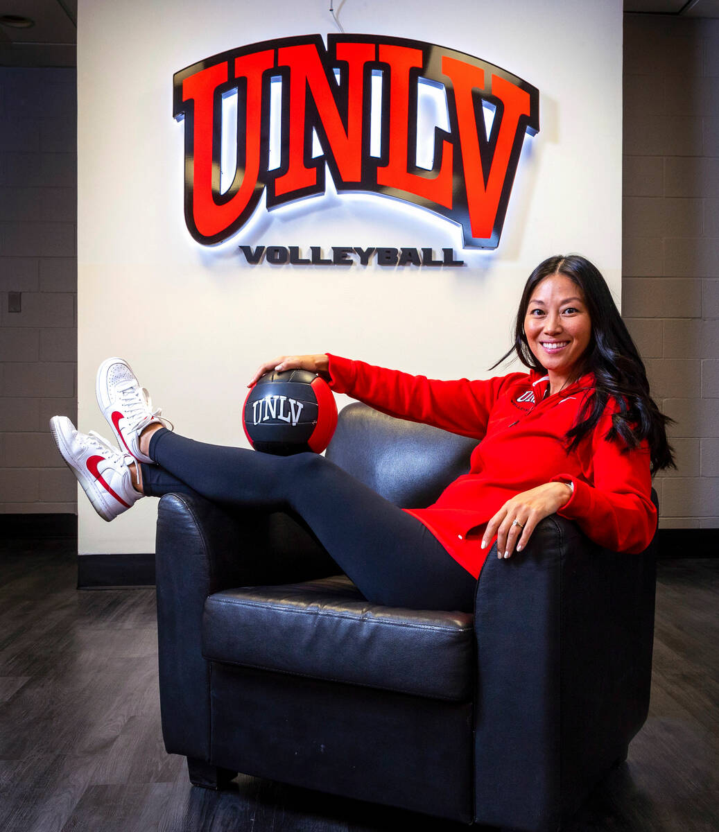 UNLV head volleyball coach Malia Shoji in the locker room on Friday, May 5, 2023, in Las Vegas. ...