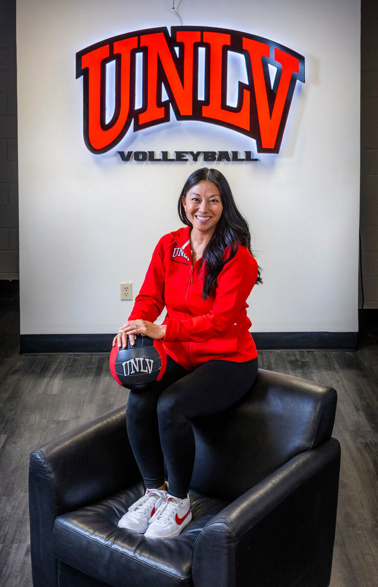UNLV head volleyball coach Malia Shoji in the locker room on Friday, May 5, 2023, in Las Vegas. ...