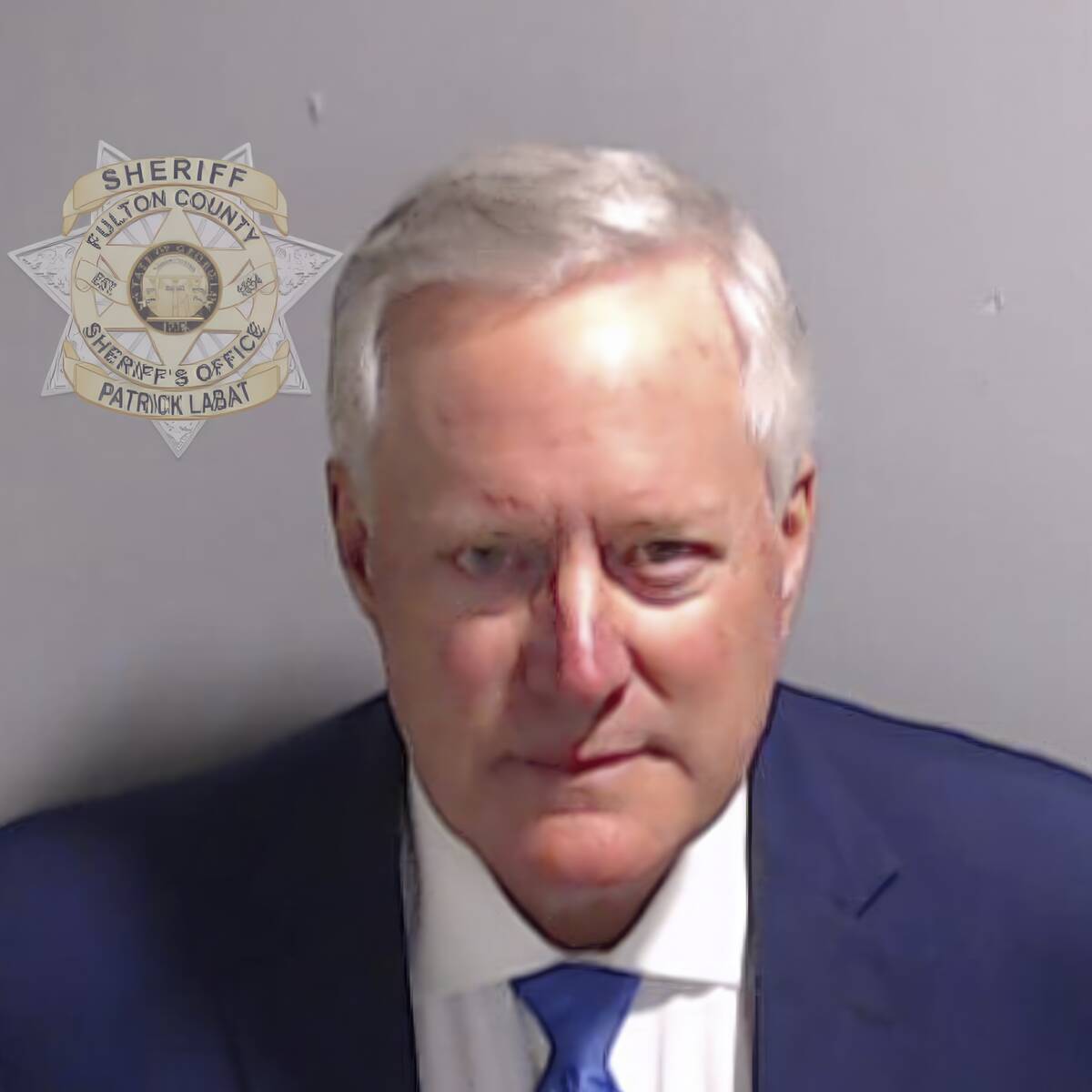 This booking photo provided by the Fulton County Sheriff's Office shows Mark Meadows on Thursda ...