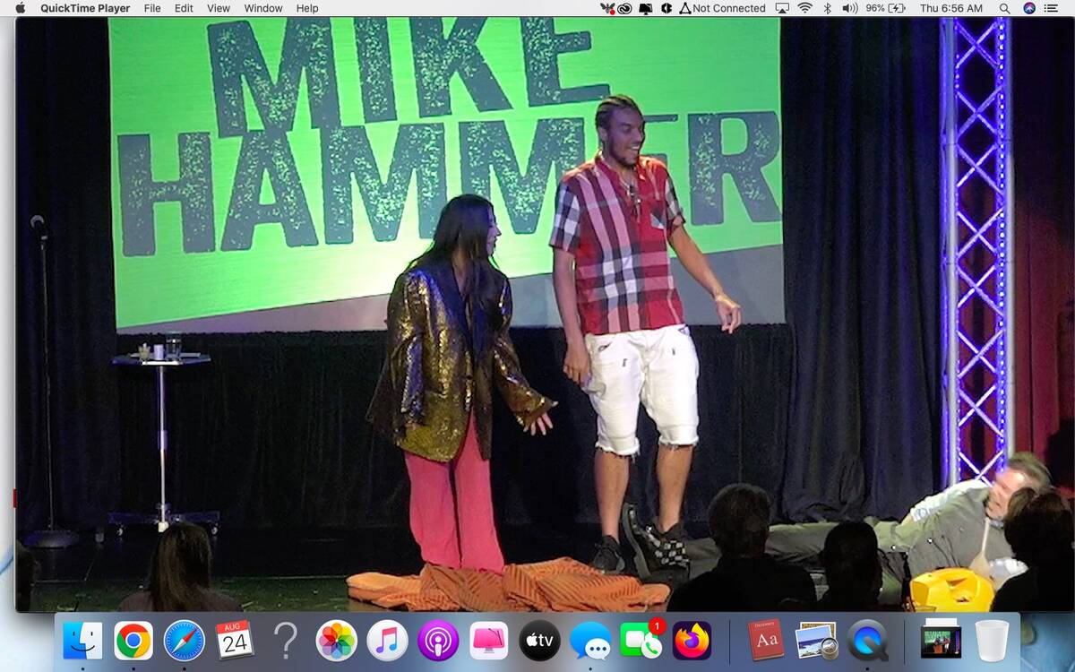 A screen grab of the video of Mike Hammer falling at his show at Four Queens on Tuesday, Aug. 2 ...
