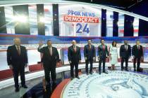 Republican presidential candidates, from left, former Arkansas Gov. Asa Hutchinson, former New ...