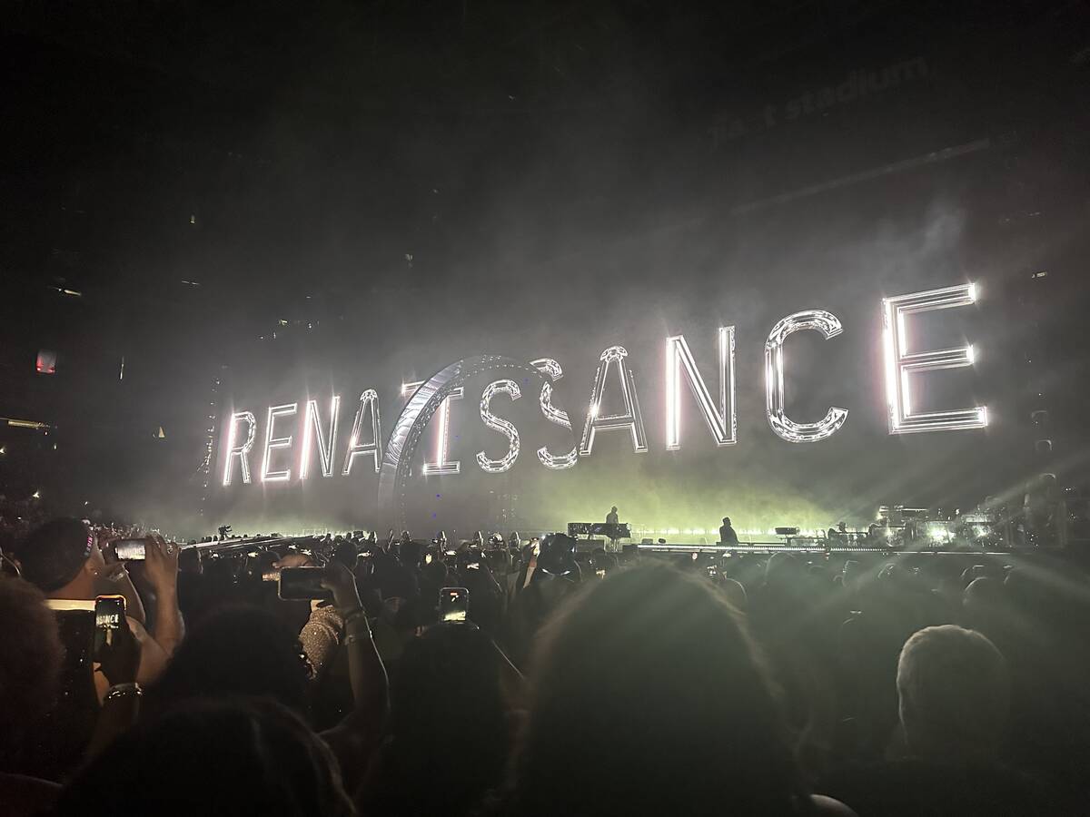 A shot of Beyoncé's "Renaissance World Tour" at Allegiant Stadium on Saturday, Aug. 26, 2023. ...