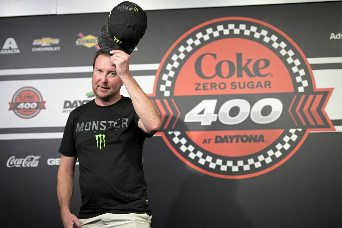 Kurt Busch tips his hat to reporters during a media availability after announcing his retiremen ...