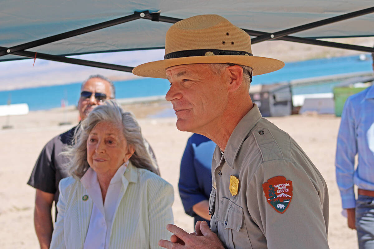 Mike Gauthier, then acting superintendent of Lake Mead National Recreation, speaks to media mem ...
