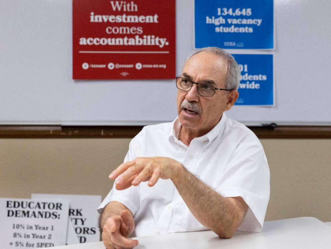 John Vellardita, Clark County Education Association executive director, speaks during an interv ...