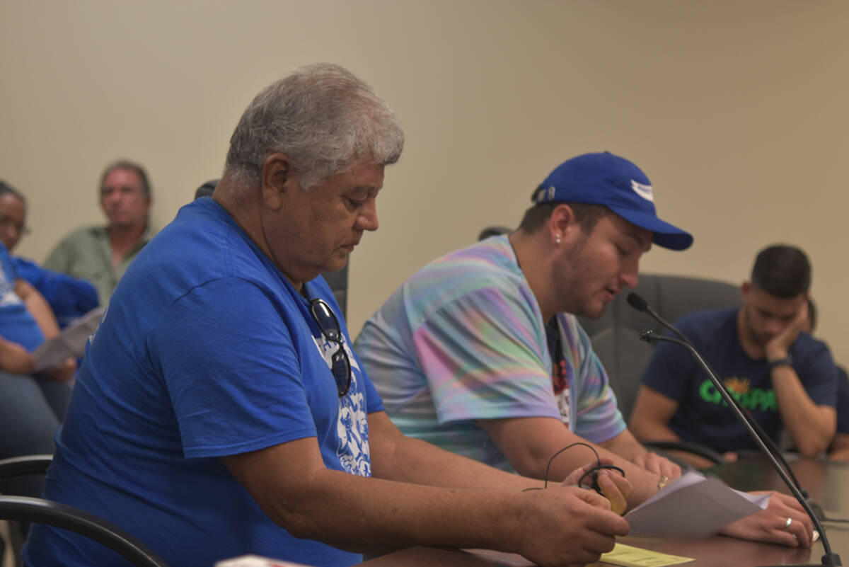 Make the Road Nevada member Manuel Cazares, left, and Make the Road Nevada economic justice org ...