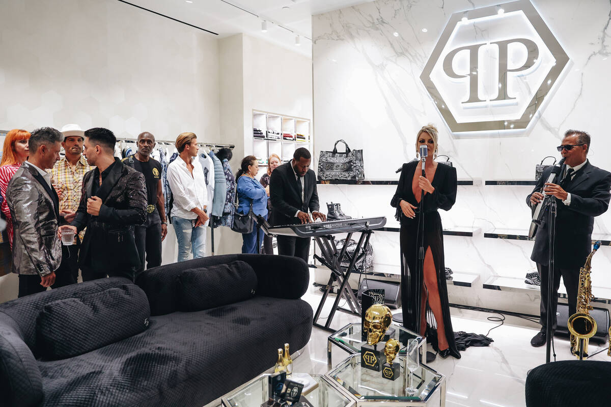 Savannah Lynx sings during a grand opening event at the Philipp Plein boutique inside of the Sh ...