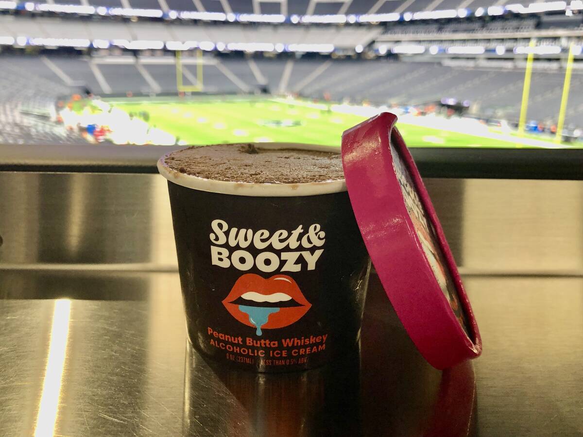 Sweet & Boozy Peanut Butta Whiskey Ice Cream from Neon Dog at Allegiant Stadium, home of the La ...