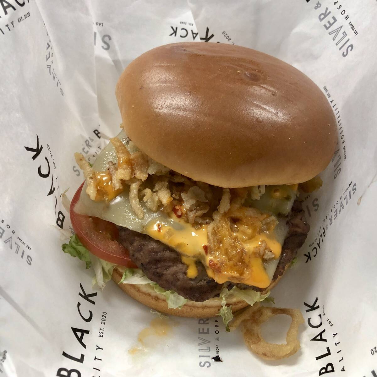 A Boulevard burger from The Boulevard at Allegiant Stadium, home of the Las Vegas Raiders. (Joh ...