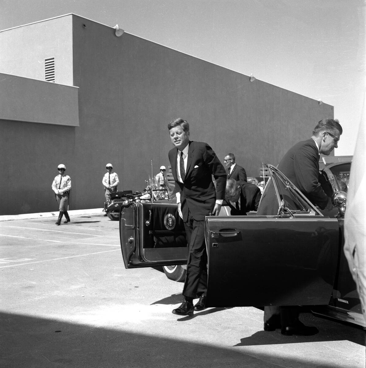 President John F. Kennedy speaks at the Las Vegas Convention Center in Las Vegas, Nevada, on Se ...