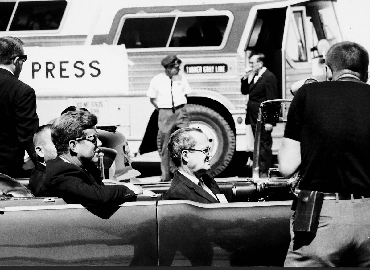 President John F. Kennedy en route to the Las Vegas Convention Center, September 28, 1963, wher ...