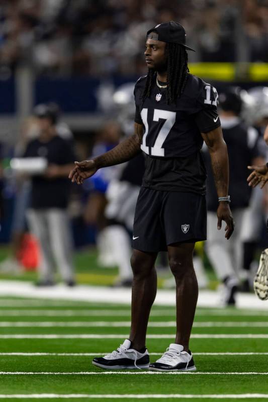 Las Vegas Raiders wide receiver Davante Adams (17) is seen during the first half of an NFL foot ...