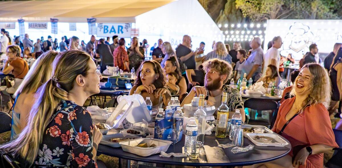 A group of diners at the 2022 Las Vegas Greek Fest at St. John the Baptist Greek Orthodox Churc ...