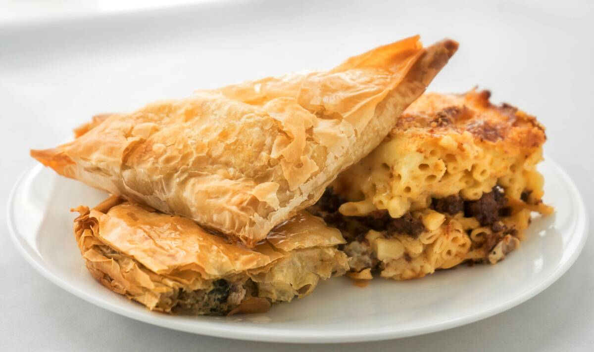 Spanakopita, left, and pastitsio will be among the marquee offerings at the 2023 Las Vegas Gree ...