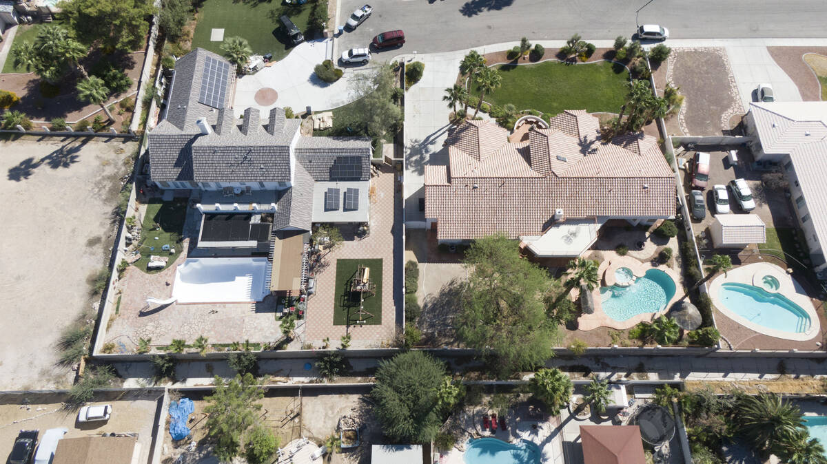 An aerial view of homes near East Charleston Boulevard and Radwick Drive in Las Vegas on Thursd ...