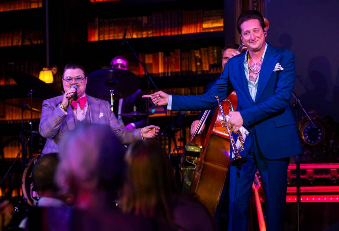 Comedian Murray Hill, left, performs in Brian Newman’s "After Dark" show at No ...