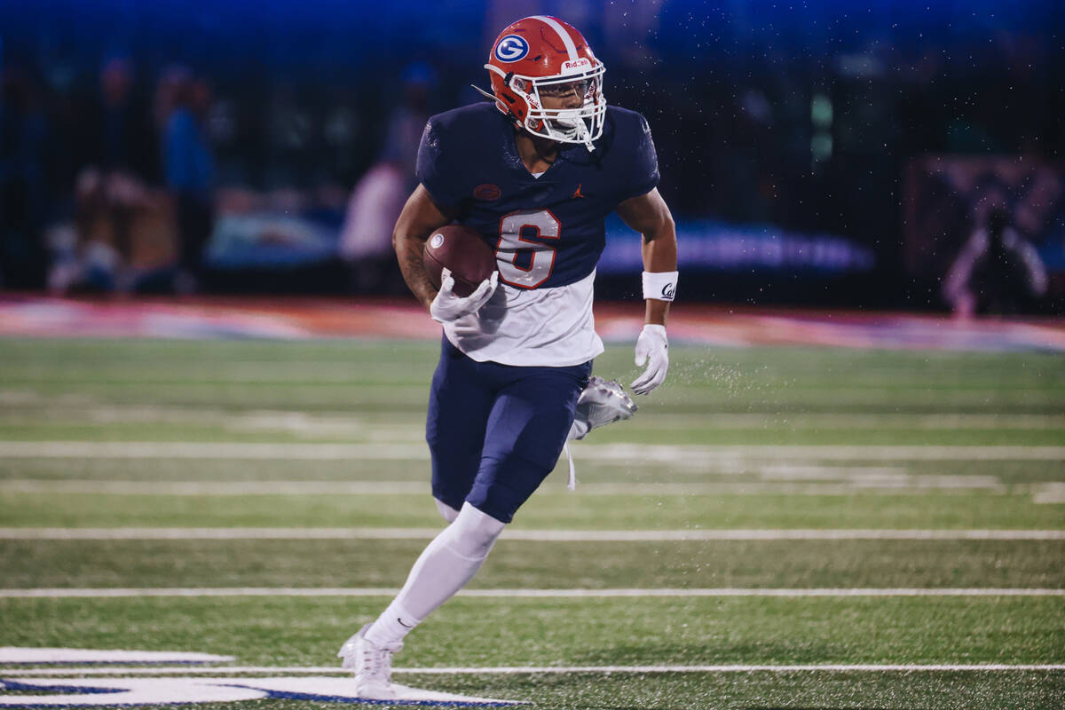 Bishop Gorman wide receiver Brandon Gaea runs with the ball during a game against Miami Central ...