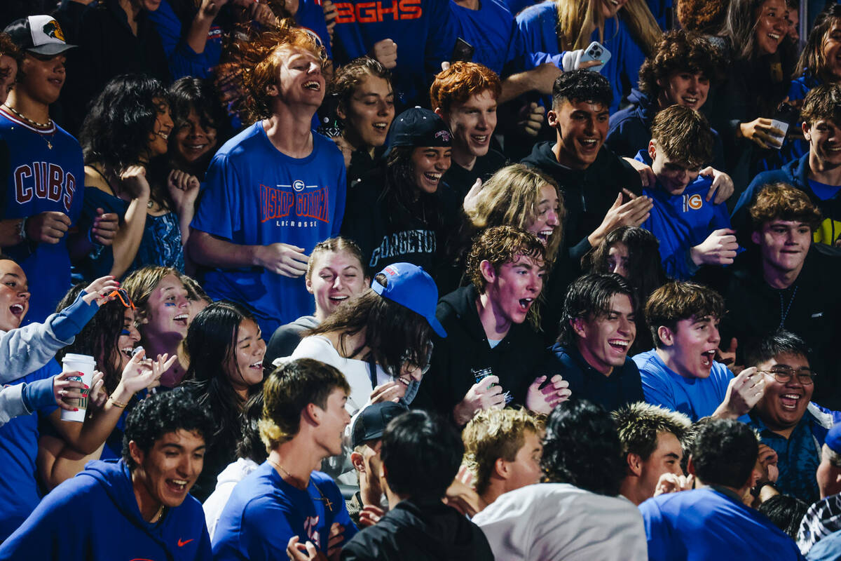 The Bishop Gorman student section goes wild during a game against Miami Central at Bishop Gorma ...