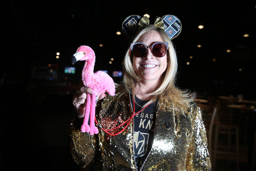 Donna Rocker, co-owner of Tommy Rocker's in Las Vegas, is photographed wearing Golden Knights t ...