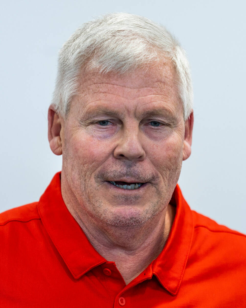 New UNLV Football special teams coordinator James Shibest during a press conference at the Fert ...
