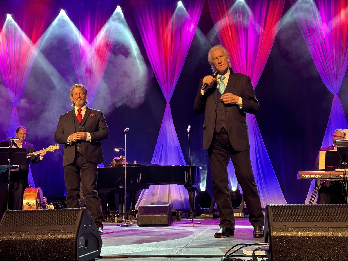 Bucky Heard and Bill Medly of the Righteous Brothers perform during a wedding vow-renewal cerem ...