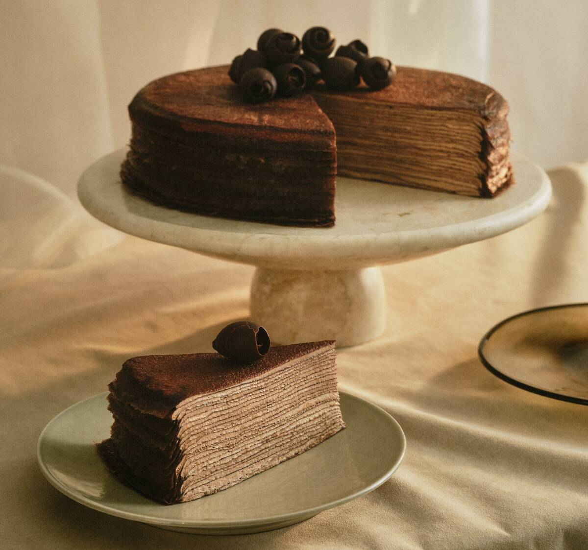 An chocolate mille-crêpes cake from Lady M Confections, a bakery chain with shops across Asia ...