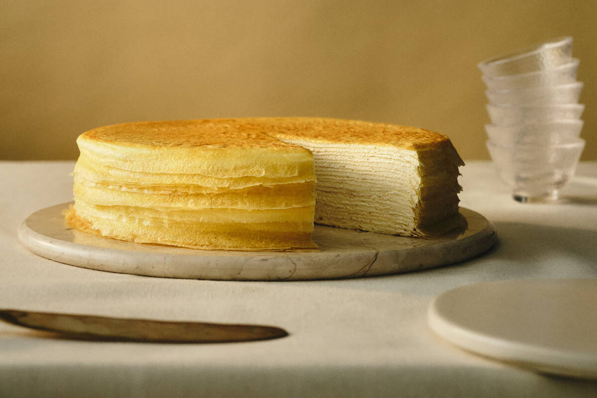 An original mille-crêpes cake from Lady M Confections, a bakery chain with shops across As ...
