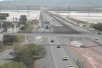 Interstate 15 at Primm, Calif., shows no signs of flooding that closed the freeway for several ...
