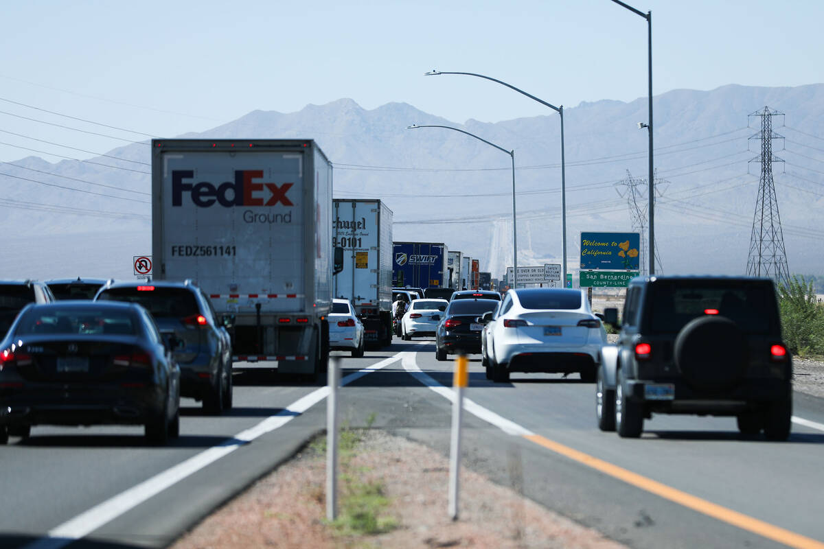 Cars traveling back to California after the Labor Day holiday weekend sit in traffic on Interst ...
