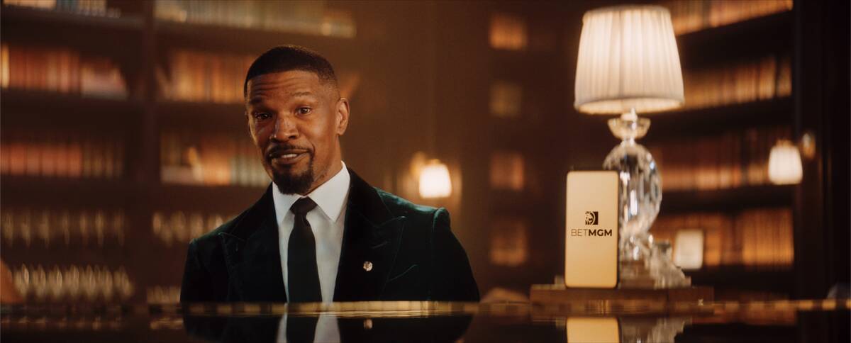 A-list actor Jaime Foxx is shown at NoMad Library at NoMad Hotel in the Bet MGM betting app's " ...
