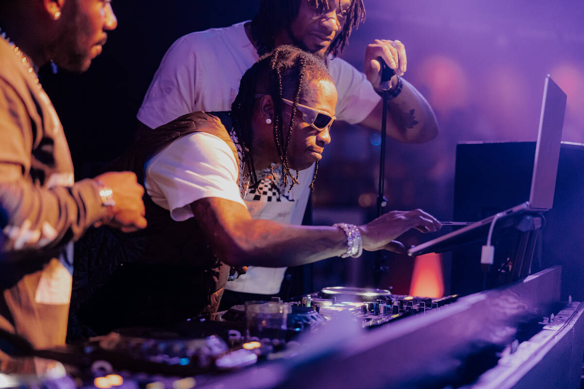 Travis Scott is shown in his pop-up DJ set at Drai's Nightclub at The Cromwell on Friday, Sept. ...