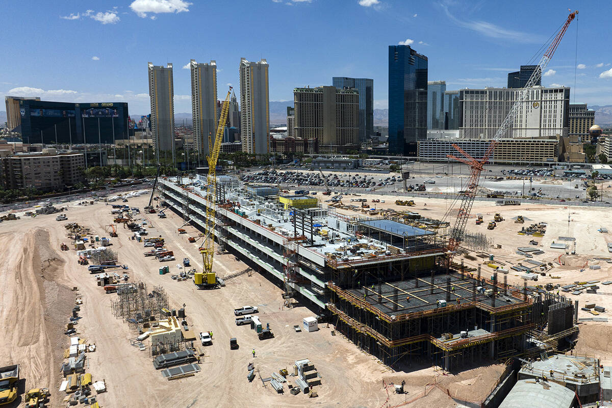 The construction site where Formula One is building a four-story, 300,000-square-foot paddock b ...