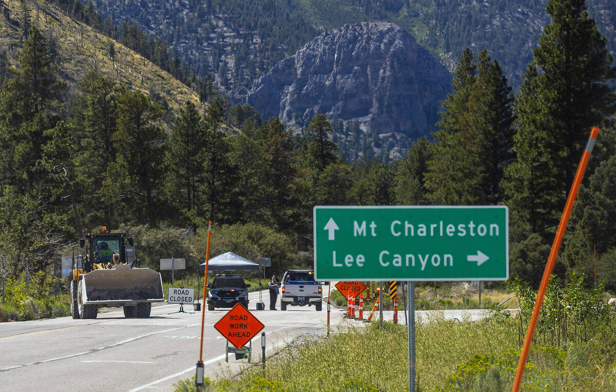Kyle Canyon and Deer Creek roads remain closed n Mount Charleston on Wednesday, Sept. 6, 2023, ...