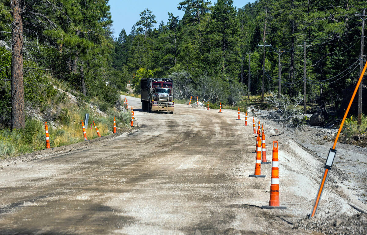 Some parts of Kyle Canyon Road have been taken down to gravel again on Mount Charleston on Wedn ...