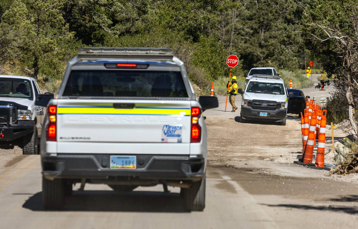 Some parts of Kyle Canyon Road have been taken down to gravel again on Mount Charleston on Wedn ...