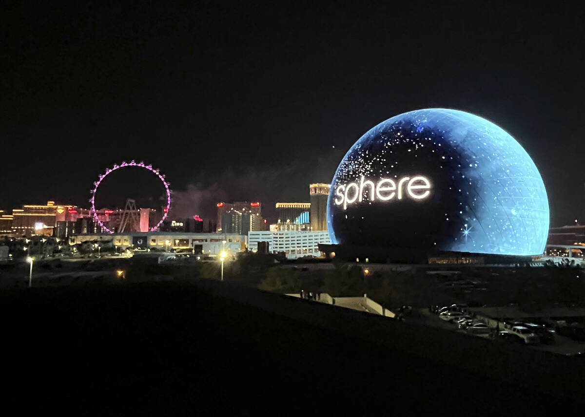 The MSG Sphere July 4th fireworks show is shown on Tuesday, July 4, 2023, in Las Vegas. (James ...