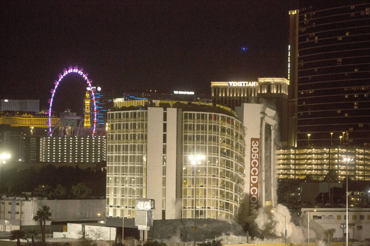 The Clarion is imploded early on Feb.10, 2015. (Review-Journal files)