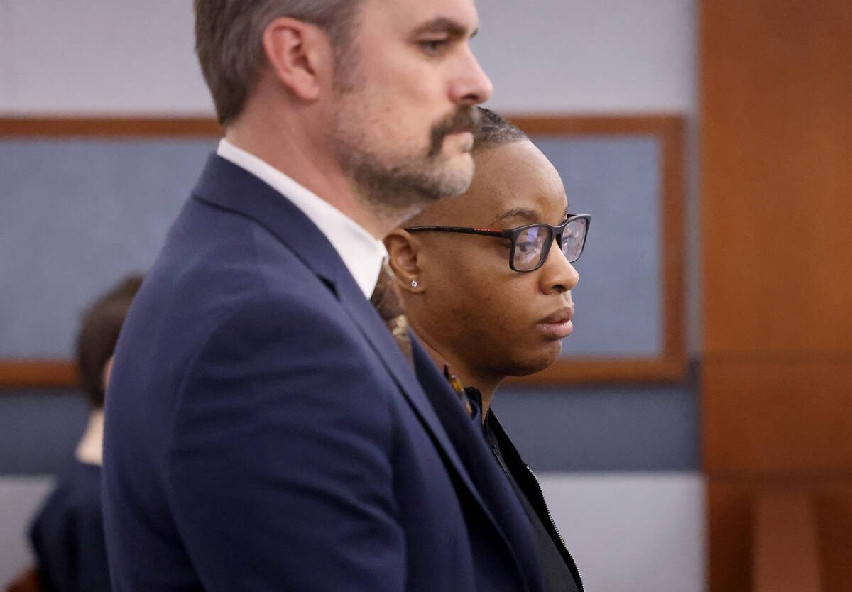 Las Vegas Aces WNBA basketball player Riquna Williams appears in court with her attorney Brando ...