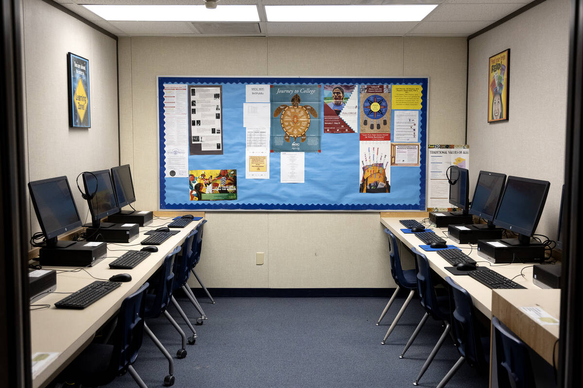 The computer lab at the Moapa Educational Support Center on Tuesday, Sept. 5, 2023, on the Moap ...