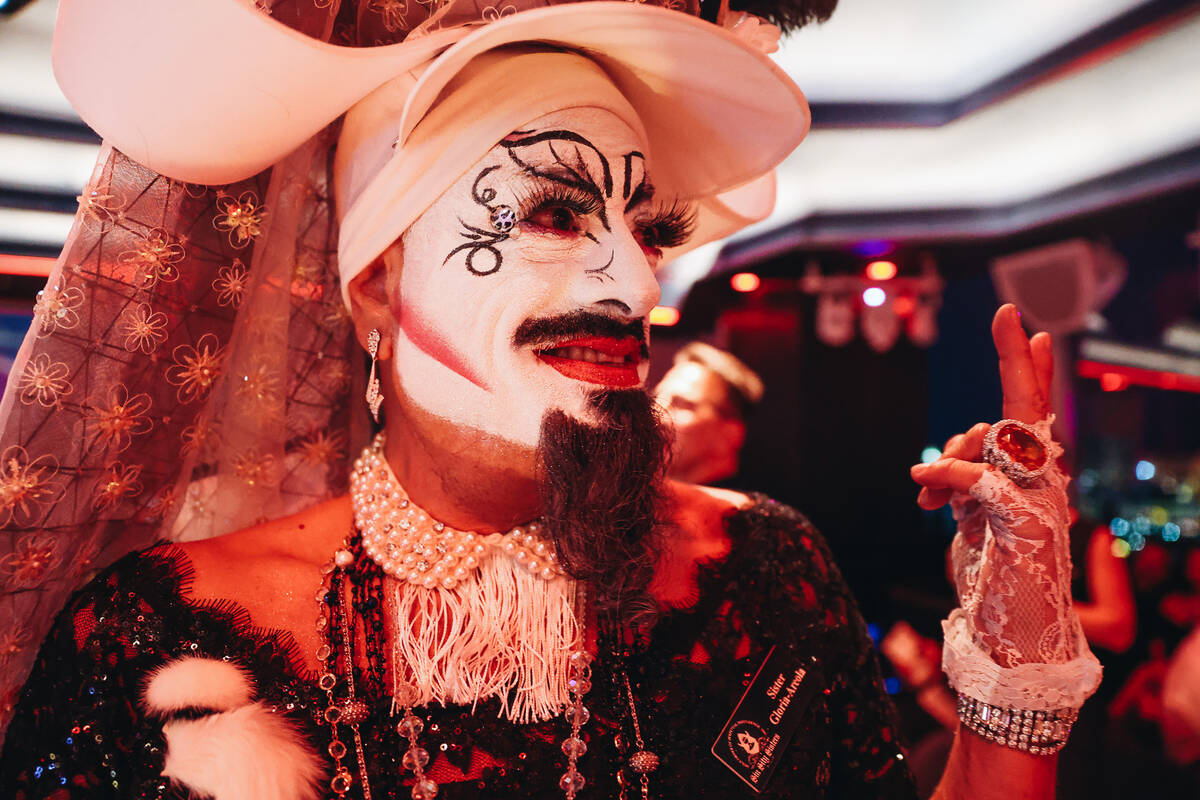 Sister Gloria-Areola of the Sin City Sisters poses for a portrait at the Ghostbar during the an ...