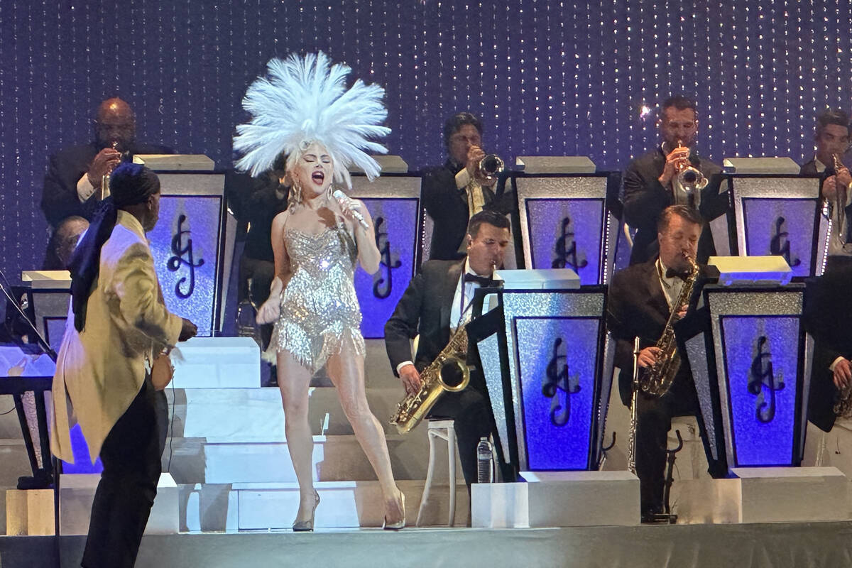 Lady Gaga is shown during "Jazz + Piano" at Dolby Live at Park MGM on Thursday, Sept. 7, 2023. ...